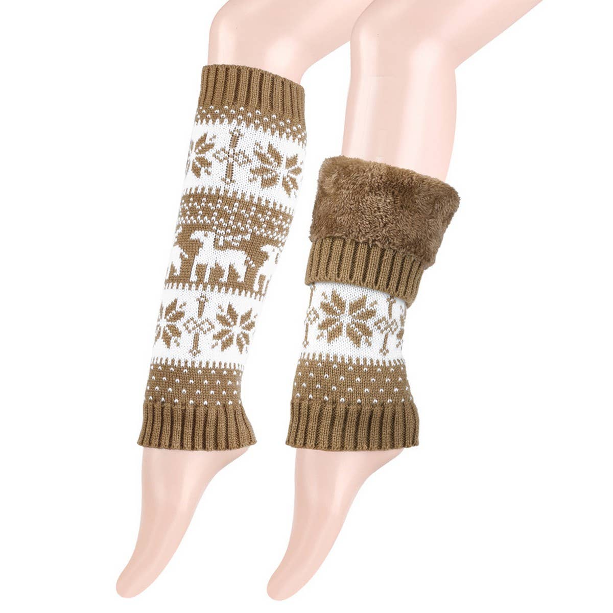 CWMM10079_CHRISTMAS CHUNKY KNIT FLEECE LEG WARMERS