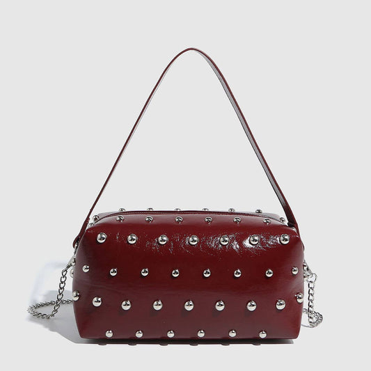 Mushroom Studded Tote & Bowling Shoulder Bag_CWAB5712