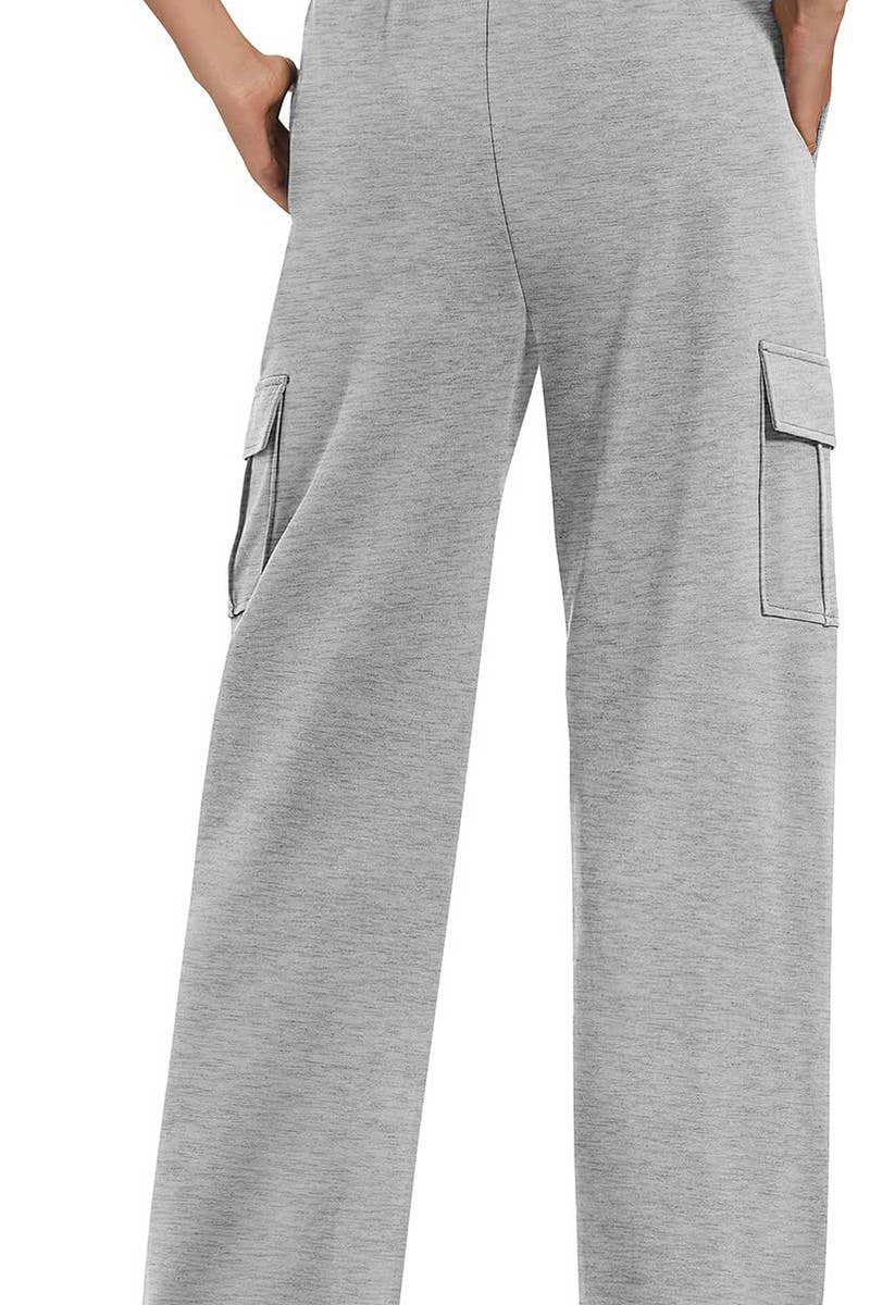 CWBLP1804_CASUAL LOOSE ELASTIC WAIST WIDE LEG PANTS