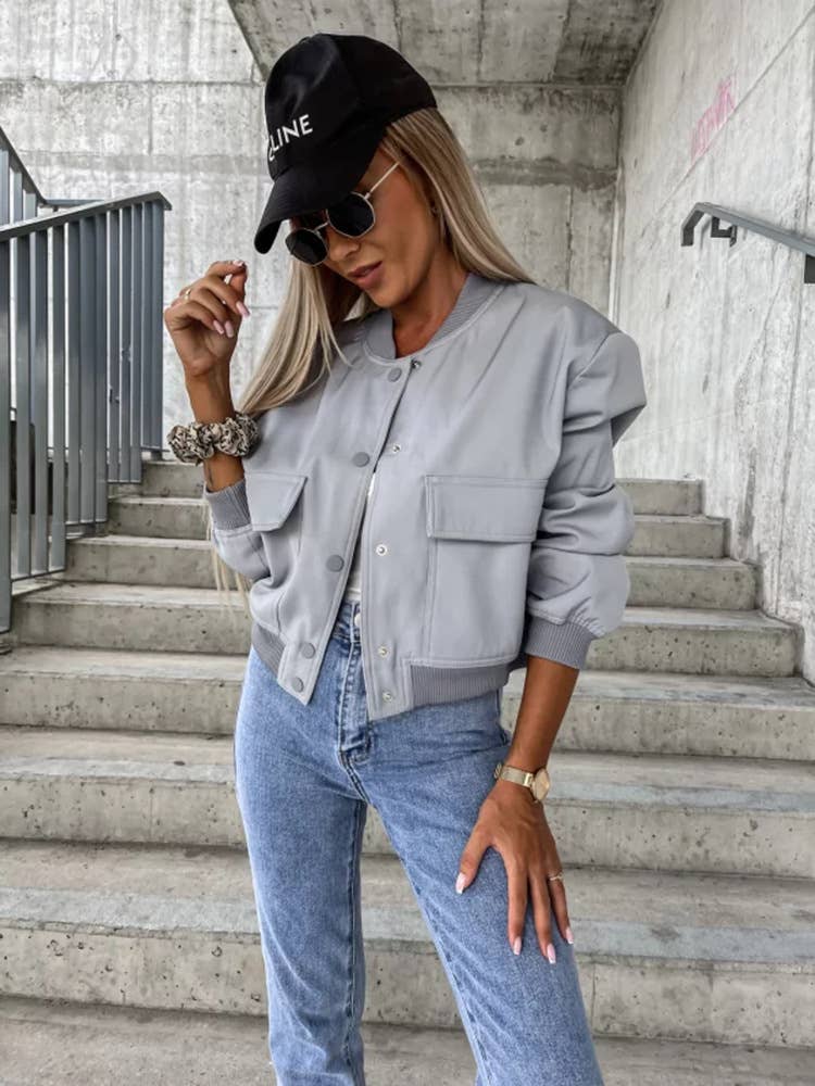 AUTUMN AND WINTER JACKET WITH STAND-UP COLLAR