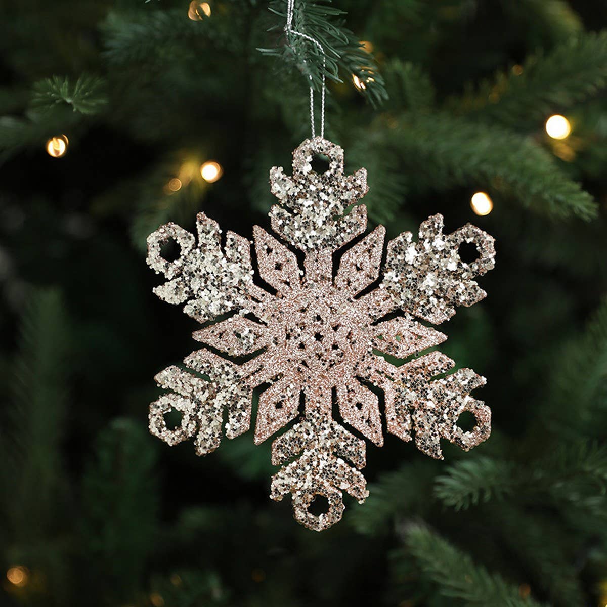 Glitter Reindeer House Christmas Tree Ornament