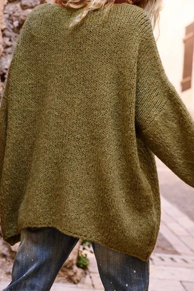 CWOSWL07445_HEART PRINT V NECK CASUAL LOOSE KNIT SWEATER