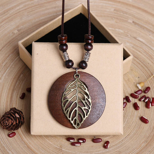 VINTAGE PERSONALIZED BEADED WOOD NECKLACE