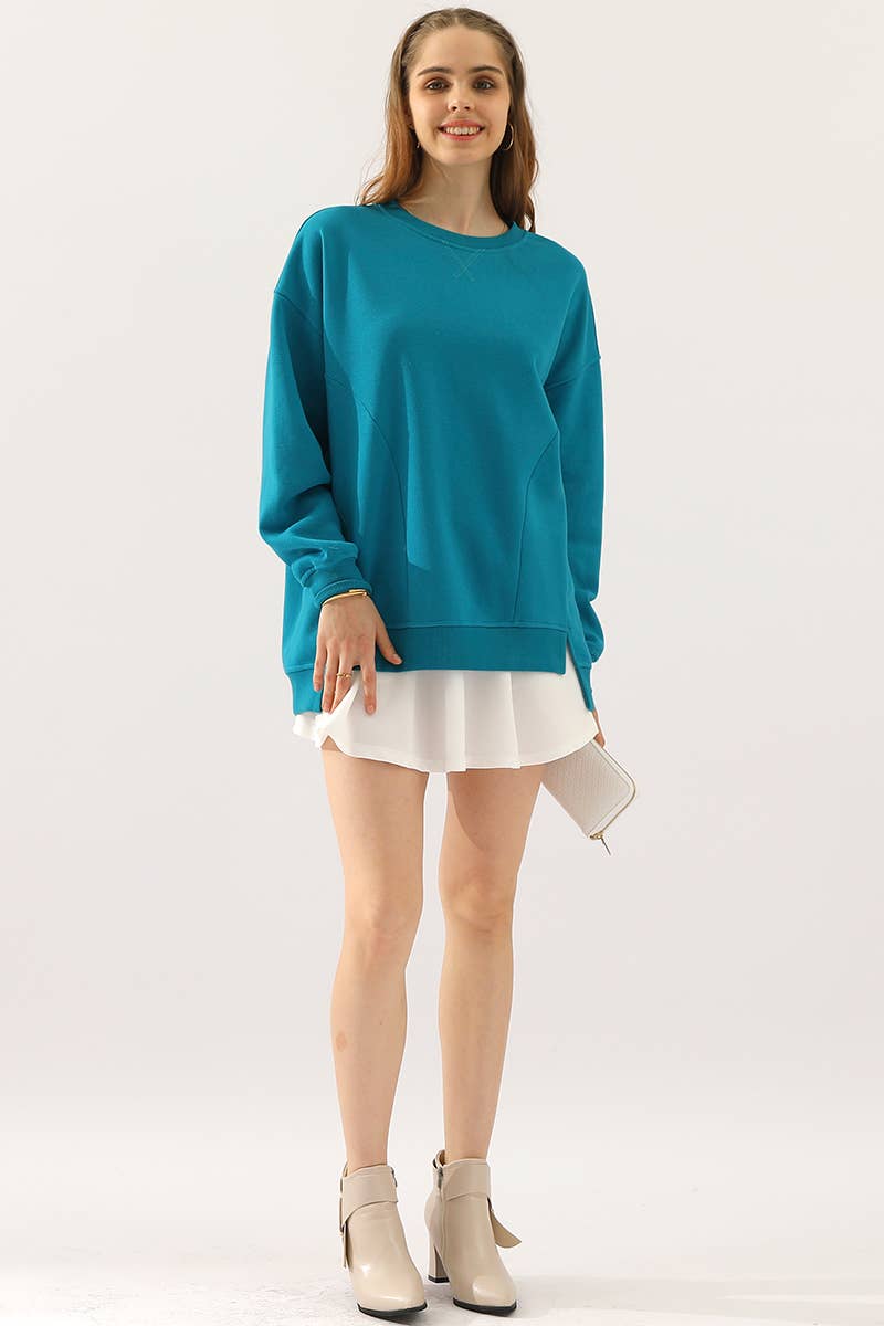 CWTTL1425_Round Neck Casual Long Sleeve Top