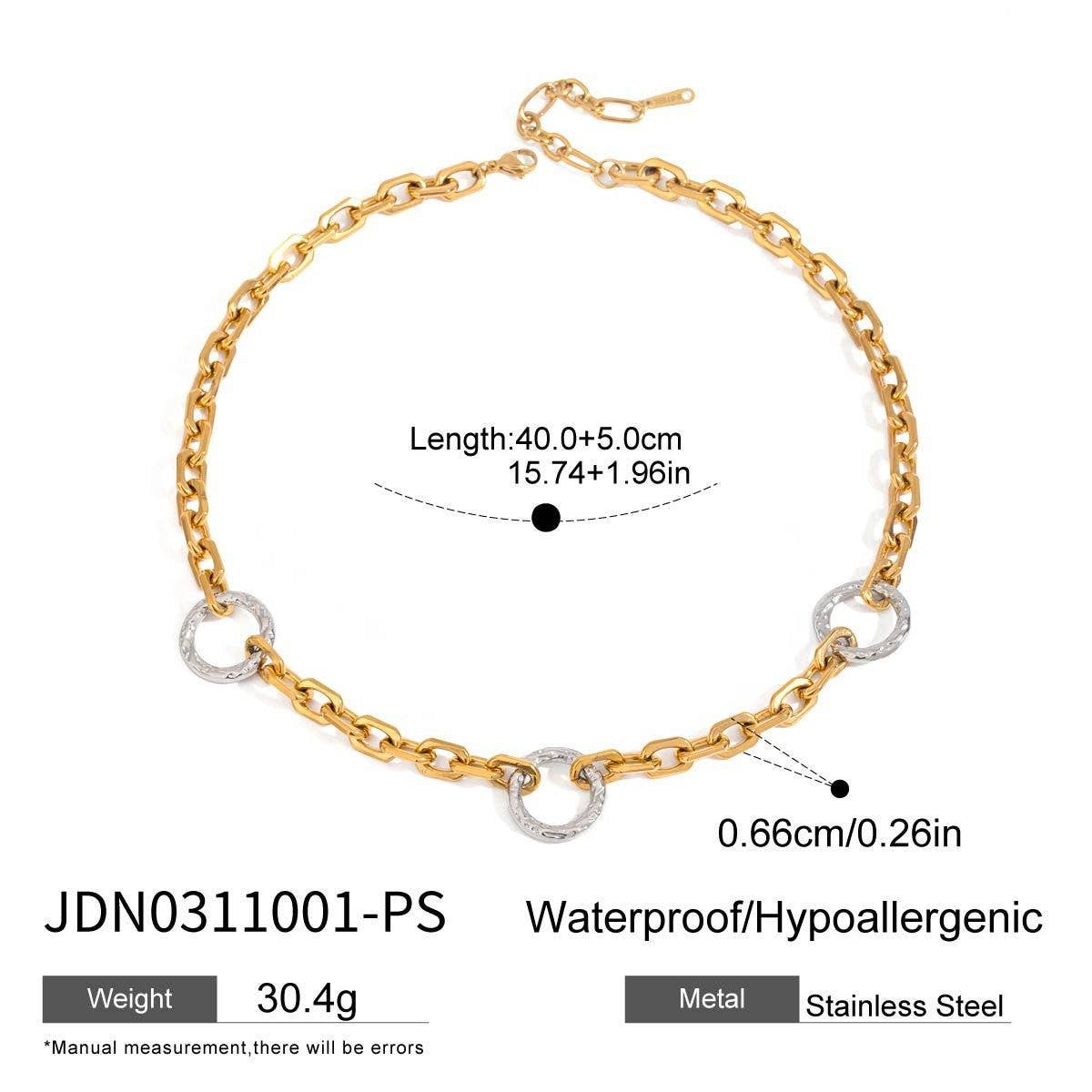 18K Gold Silver Hammered Round Pendant Necklace_CWAJE4859