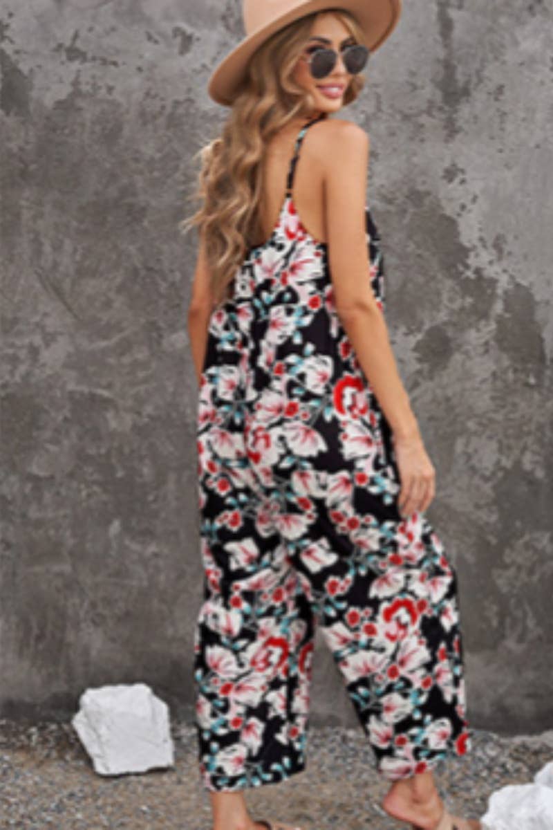 CWSJS1112_SLEEVELESS PRINTED HALTER ROMPER MID-LENGTH