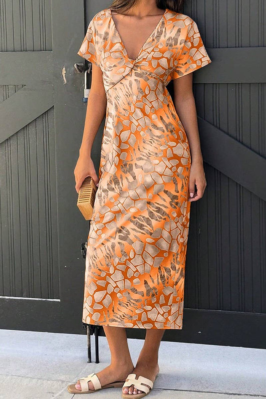 CWDMD6175_SUMMER HOLIDAY STYLE V-NECK SEXY SLIM DRESS