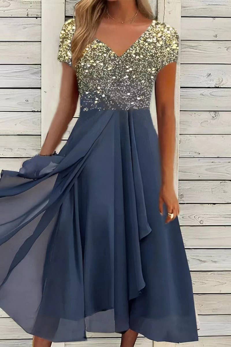 CWDMD6216_SUMMER CASUAL FASHION PATCHWORK DRESS