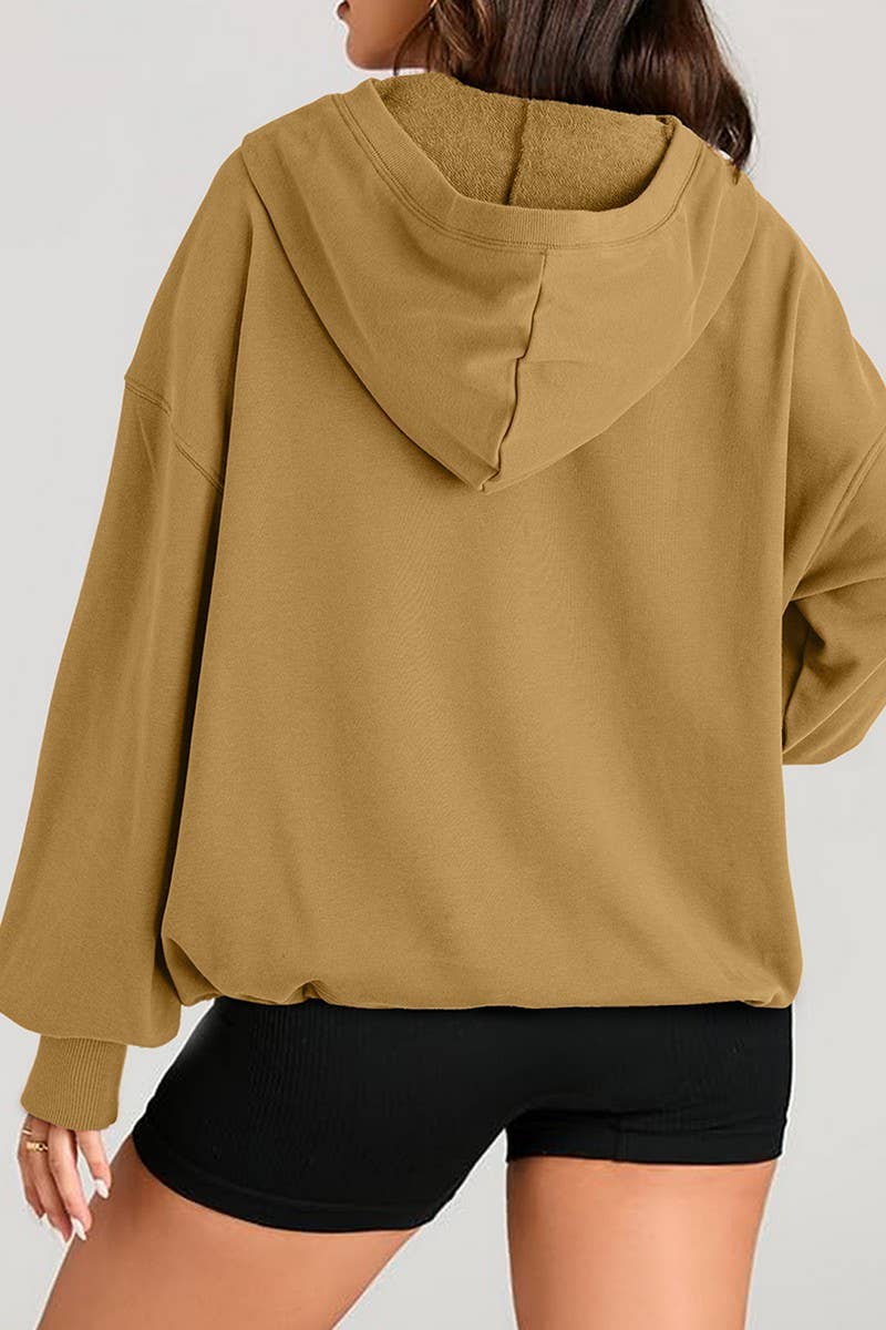 CWOHOL0935_SOLID COLOR HOODED ZIPPER POCKET SWEATSHIRT