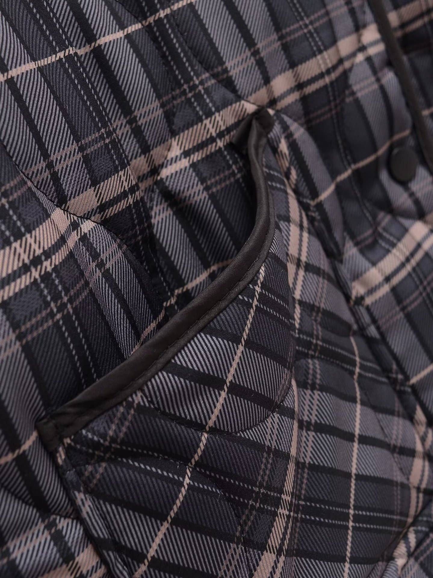 CREW NECK PLAID LIGHTWEIGHT COTTON JACKET