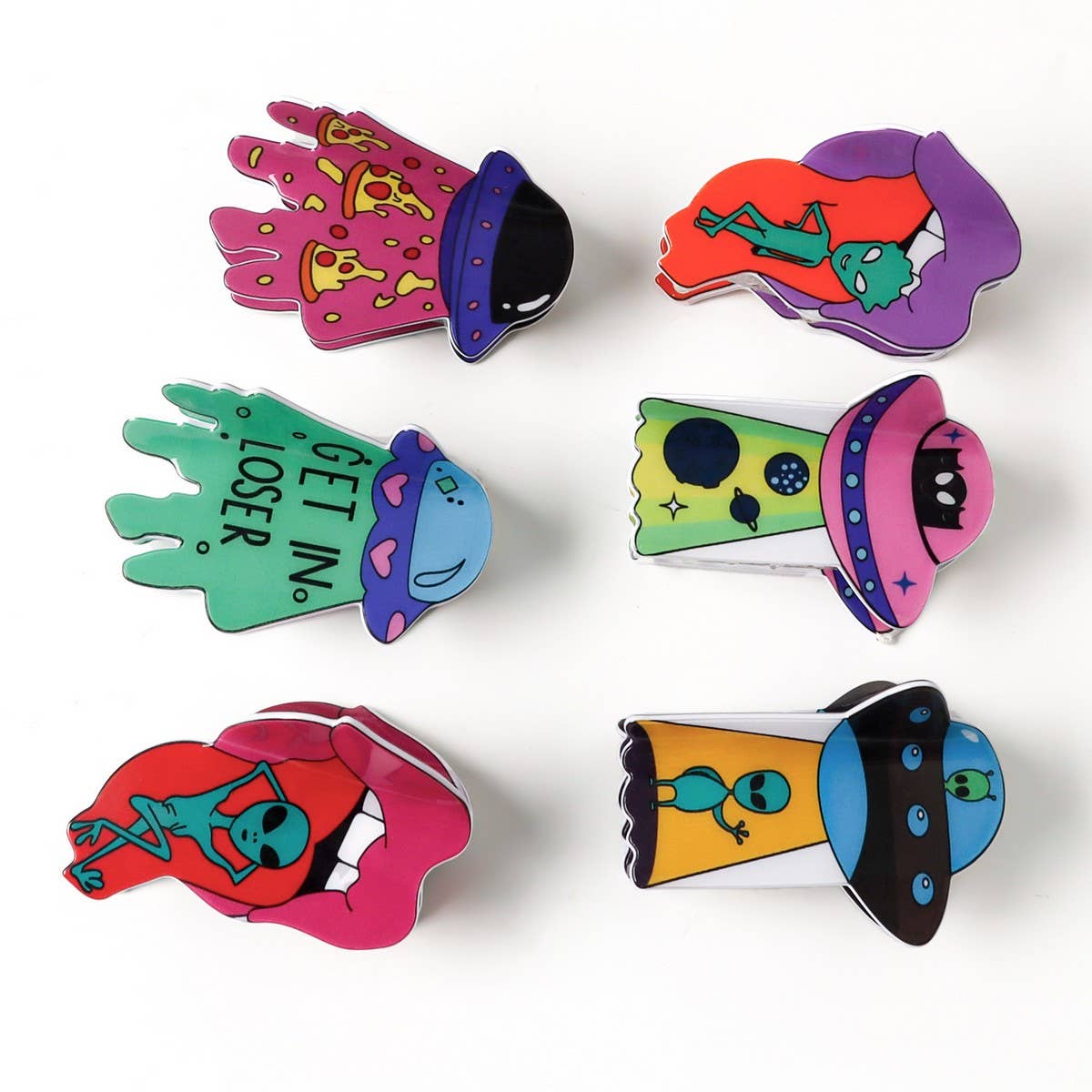 CWAHA1611_HALLOWEEN ALIEN SPACESHIP HAIR CLAW CLIP