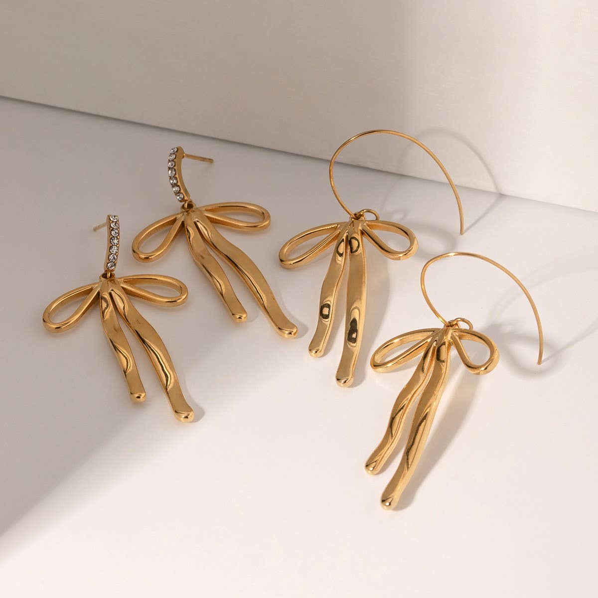 FASHION 18K GOLD STAINLESS STEEL BOW EARRINGS_CWASC1682