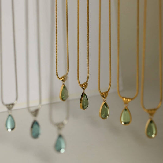 Fashionable water drop blue ocean necklace
