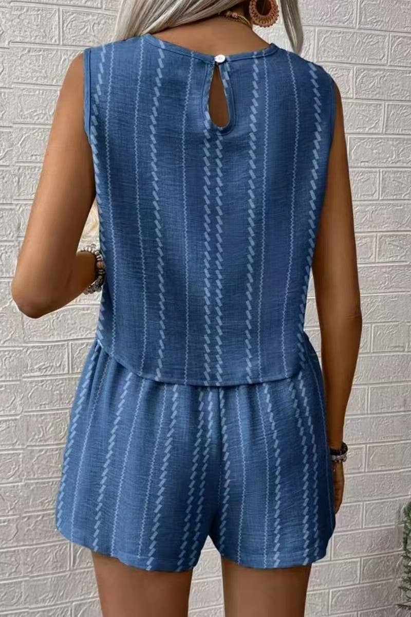 CWSTB2054_CASUAL STRIPED SLEEVELESS TANK AND SHORTS SET