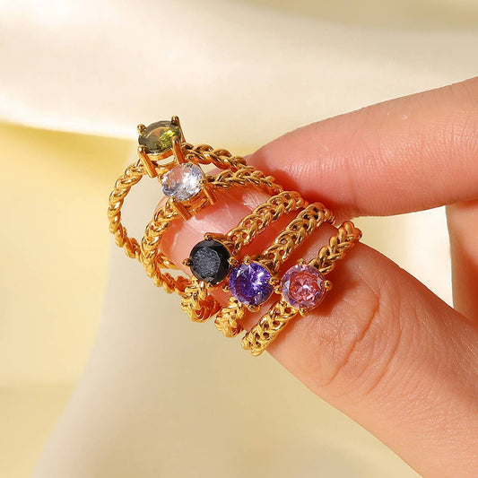 ZIRCON INLAY RINGS ADJUSTABLE TITANIUM STEEL RINGS_CWAJE1238