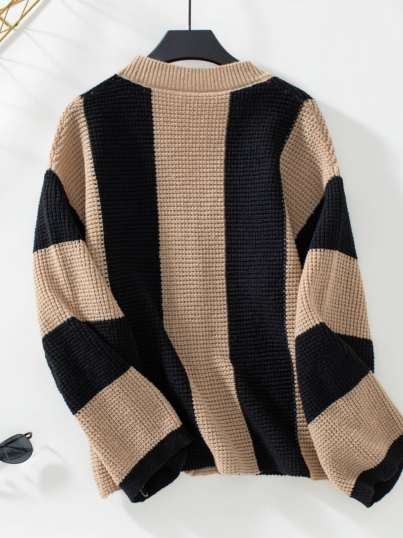 CONTRASTING STRIPED CARDIGAN SWEATER JACKET