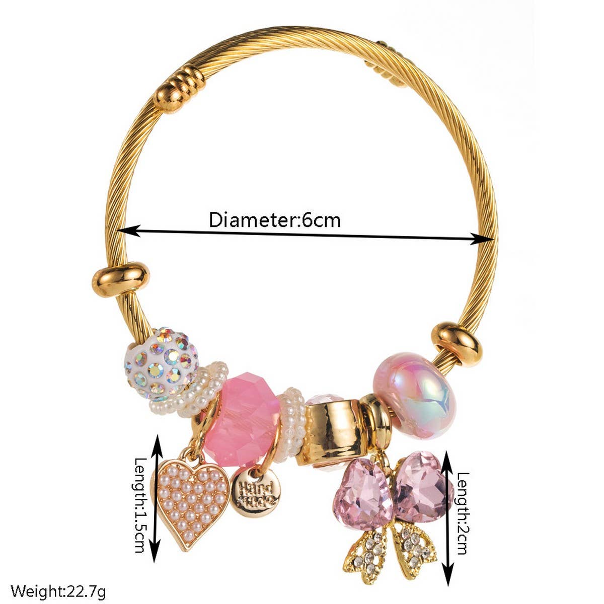 Trendy Adjustable Butterfly & Heart Steel Bracelet
