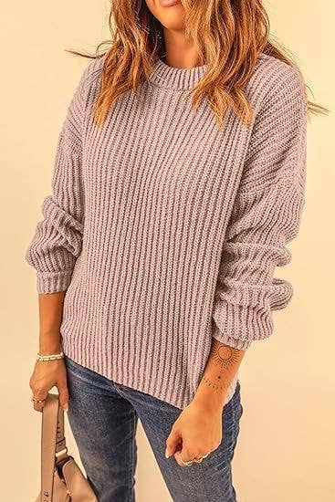 CREW-NECK FLARED CUFF JUMPER LOOSE SWEATER