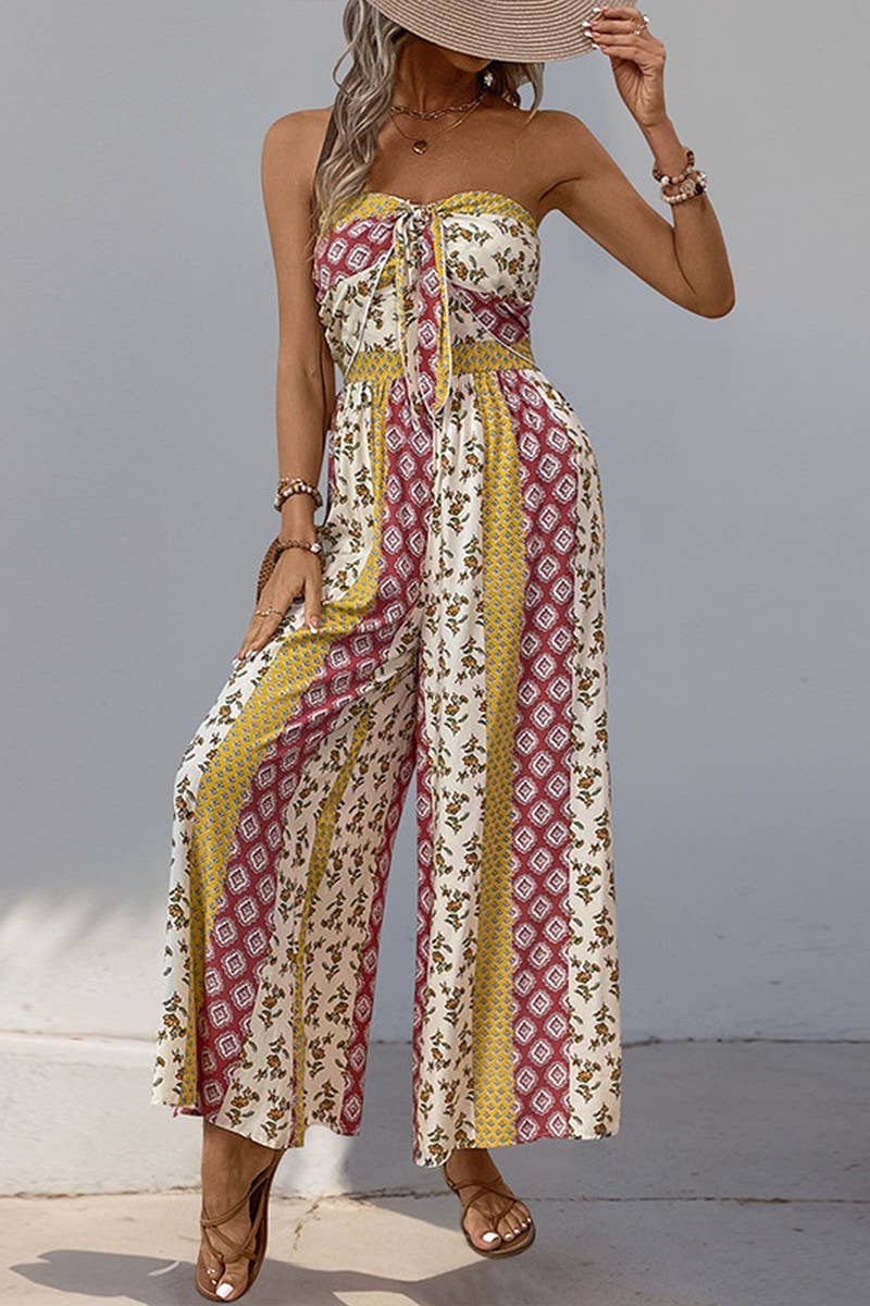 CWSJS1686_HIGH WAIST TIE WAIST BOHO WIDE LEG JUMPSUIT