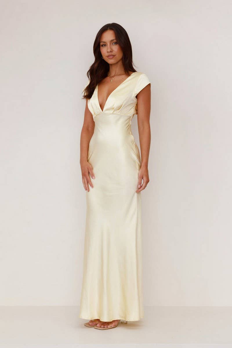 CWDMD5552_ELEGANT DEEP?V BACKLESS BODYCON MIDI DRESS