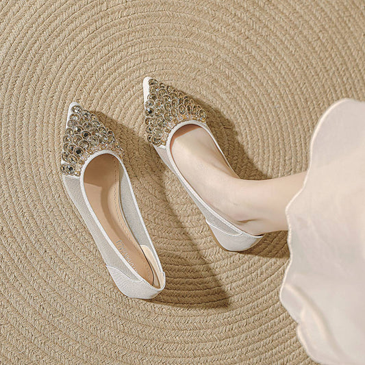 WOMEN FASHION DIAMOND MESH CRYSTAL FLAT SHOES