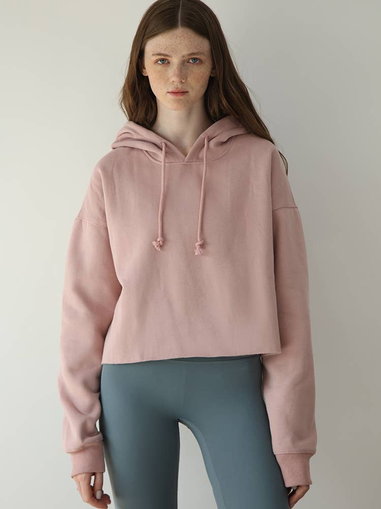 Fleece solid color sporty hooded sweatshirt
