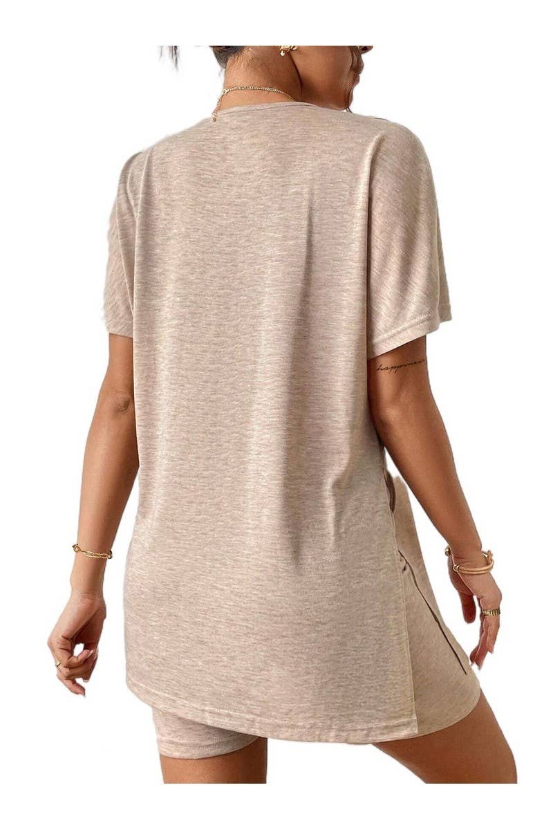 CWSTB00489_2025 SUMMER WOMEN 2 PIECE SET BATWING TOP SHORTS