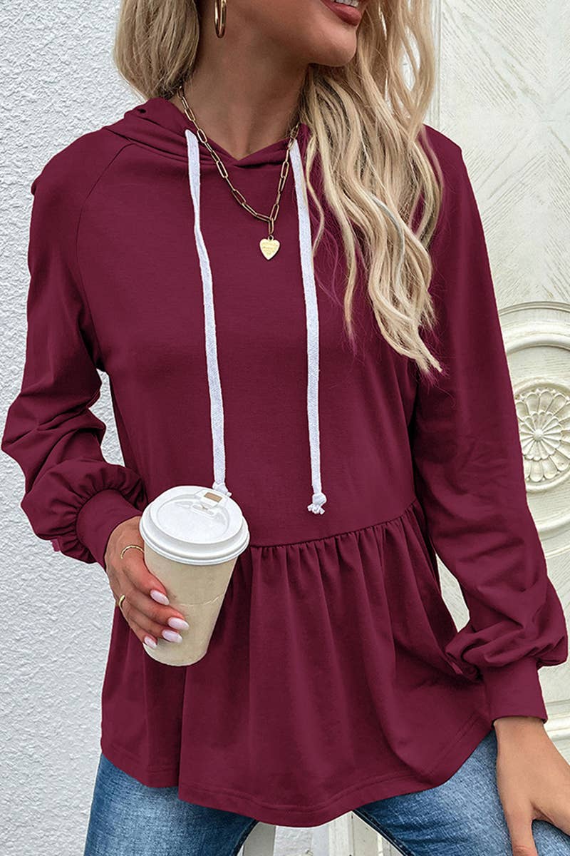 DESIGN HOODED SOLID COLOR PULLOVER HOODIE