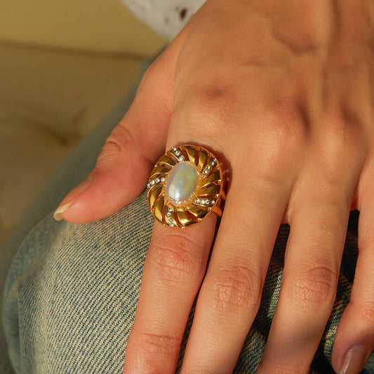 STAINLESS STEEL INLAID PEARL RHINESTONE RINGS_CWAJE1244