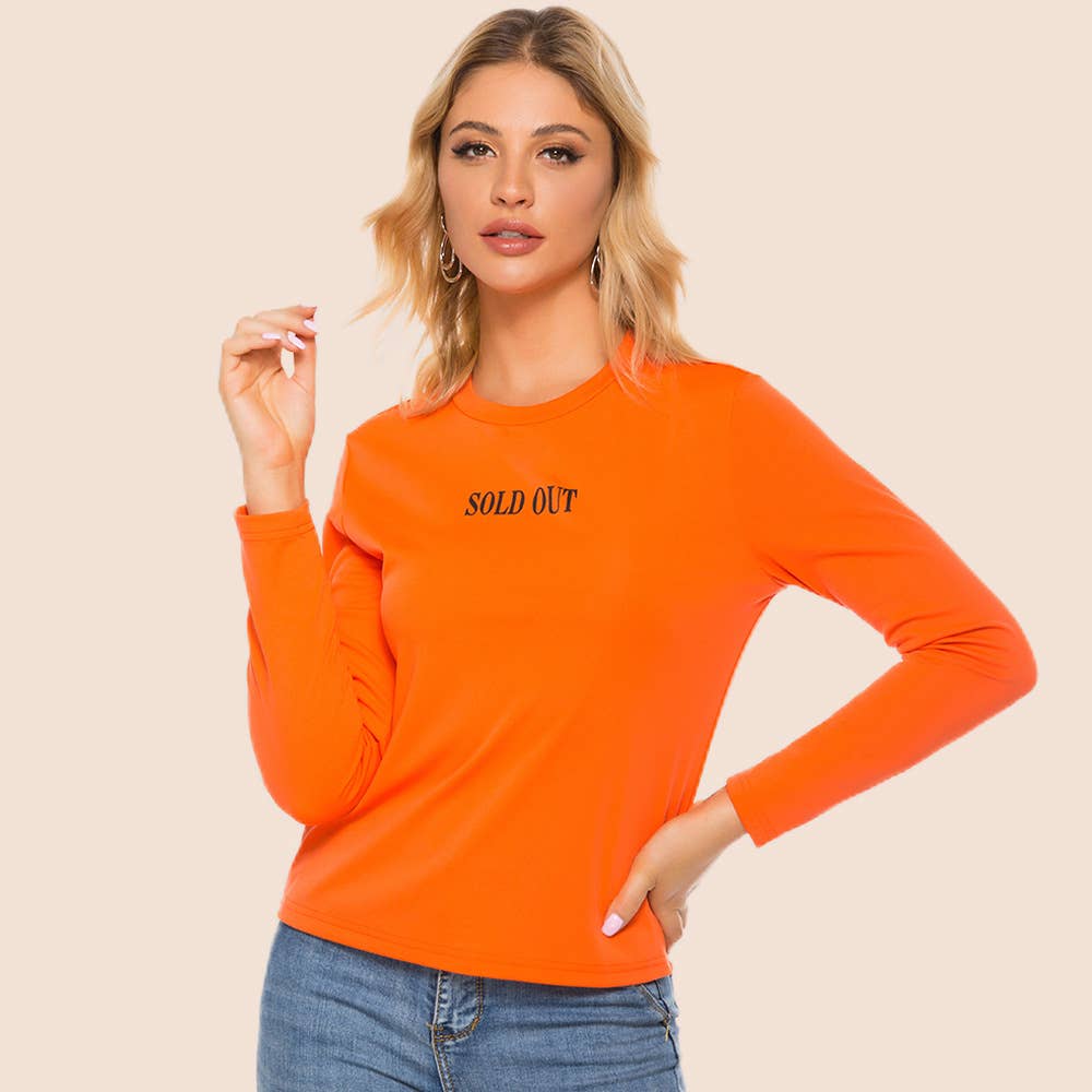CASUAL PULLOVER ROUND NECK LETTER PRINT T-SHIRT