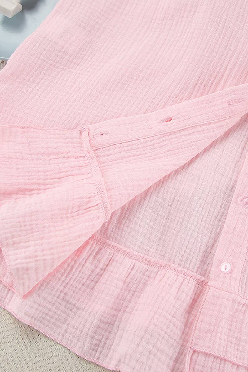 CWSPJ0392_COTTON CARDIGAN UNDERWEAR SHORTS PAJAMA SET