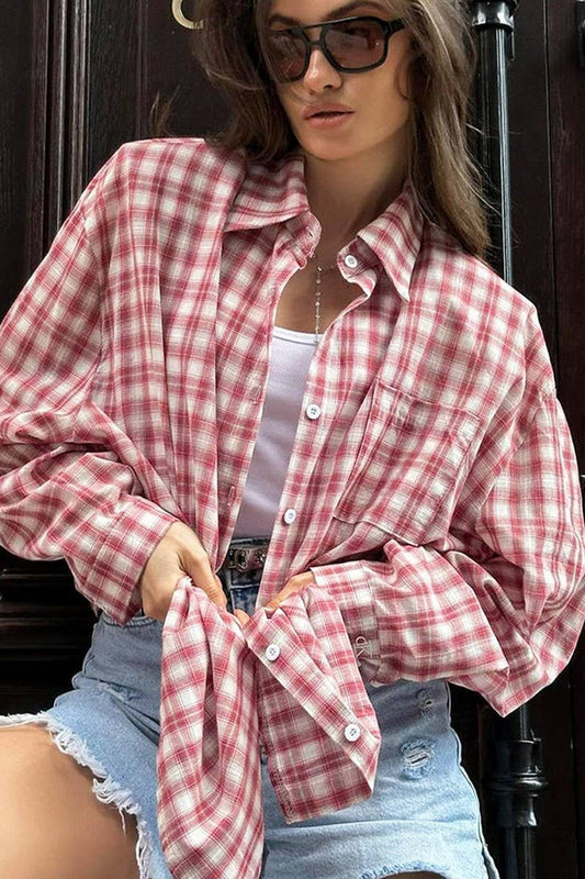 CWTBLL00599_LOOSE AND REFRESHING PLAID LONG-SLEEVED SHIRT