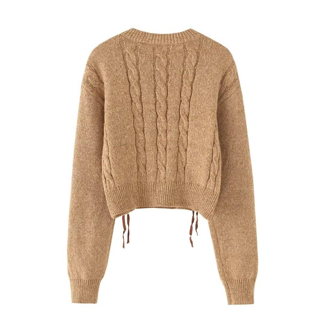 DESIGN SENSE TWIST COLOR CONTRAST STRAP SWEATER