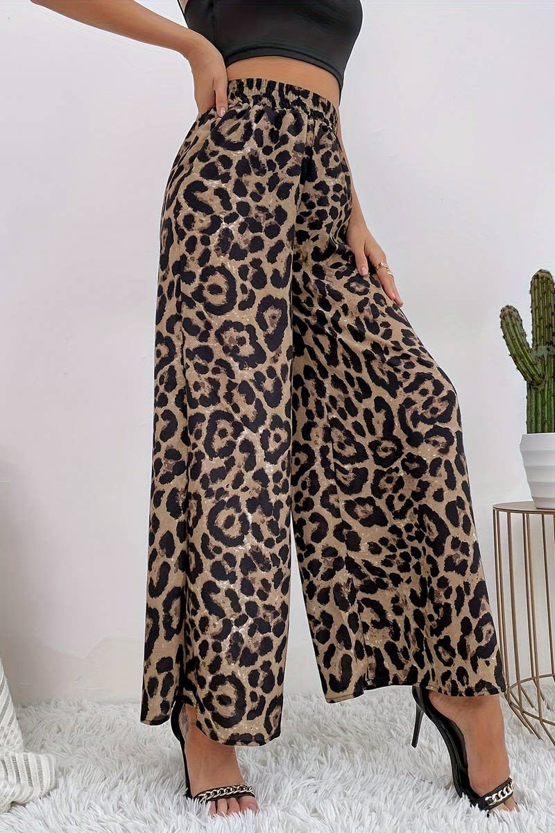 CWBLP2070_LEOPARD PRINT ELASTIC WAIST WIDE LEG PANTS