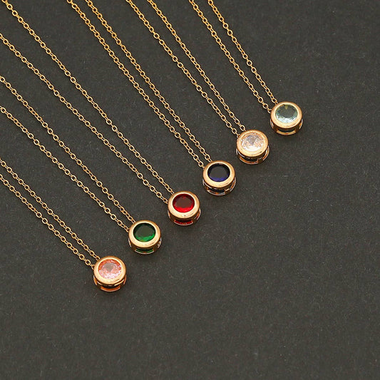 FASHION ROUND ZIRCONIUM CLAVICLE CHAIN NECKLACE_CWAHA0877