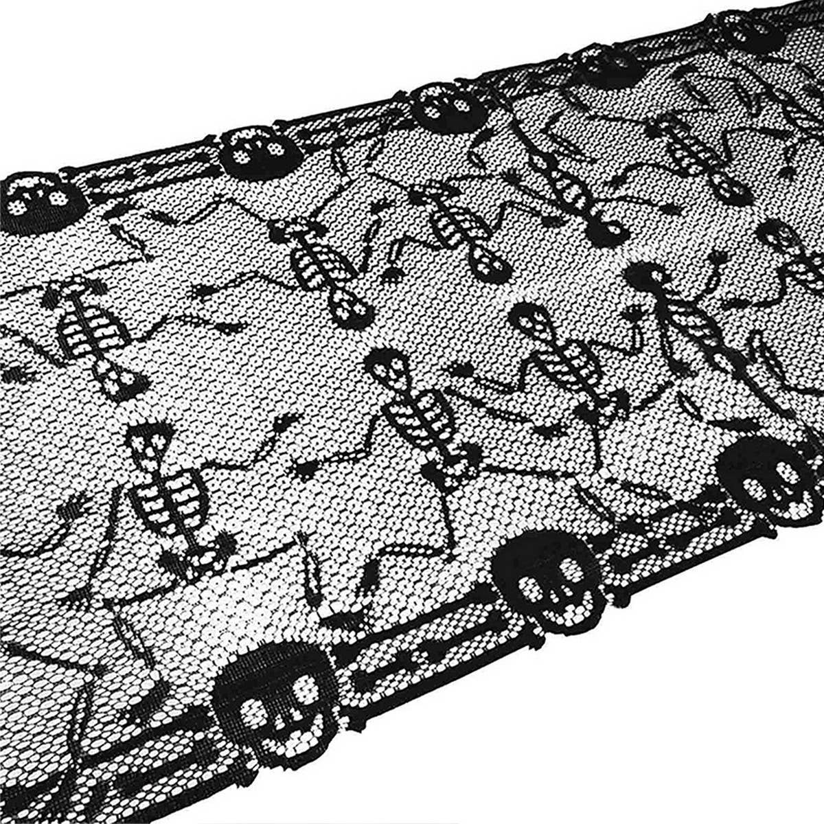 HALLOWEEN TABLE RUNNER LACE SKULL TABLE RUNNER