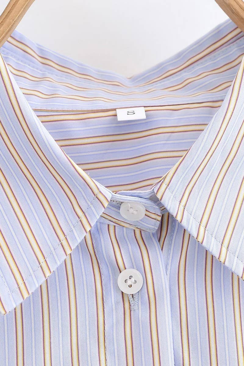 CWSBSL0166_LOOSE CASUAL POPLIN SHIRT + SKIRT PANTS SET