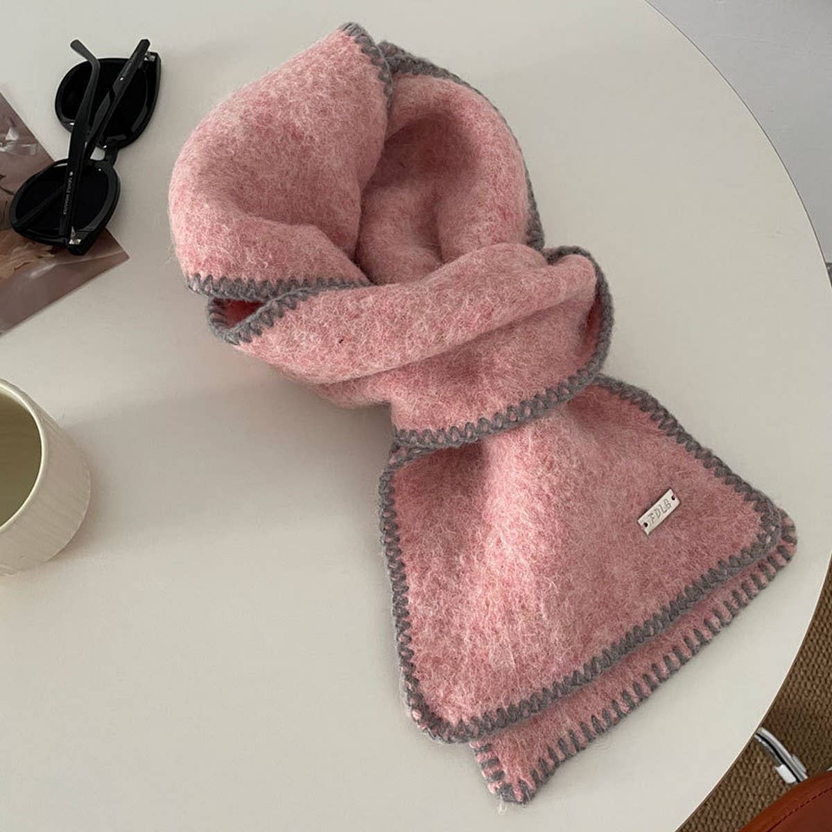 Mint Green Colorblock Scarf - Soft Retro Chic