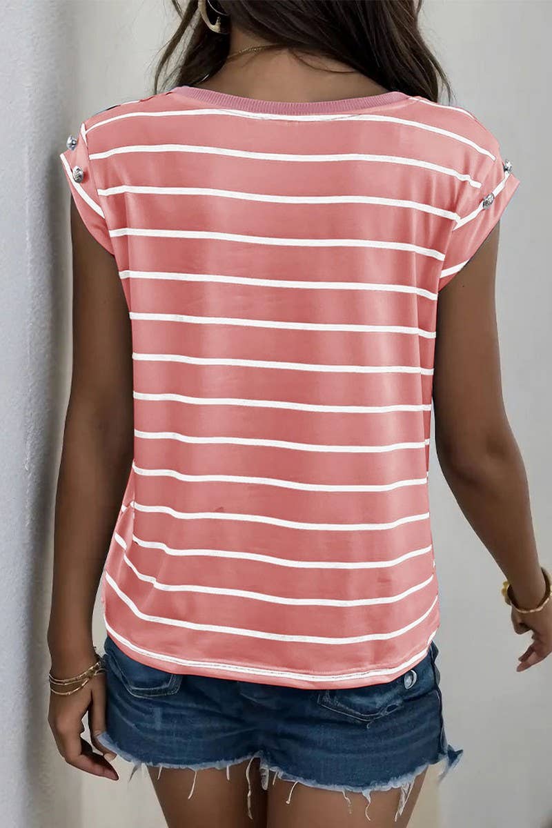 CWTTS1290_SUMMER FASHION SLEEVELESS STRIPED T-SHIRT