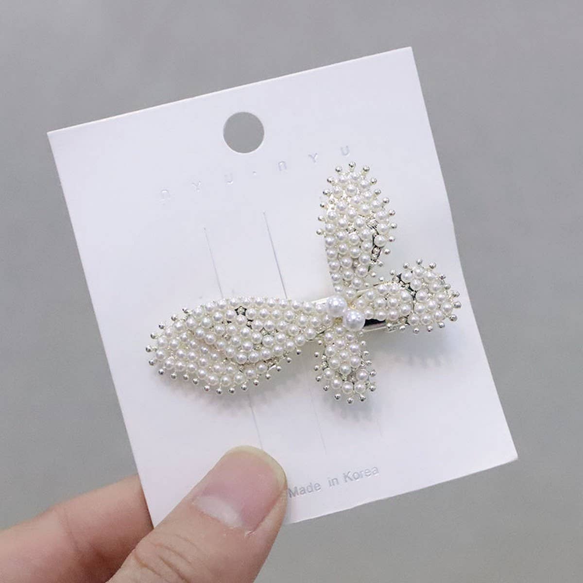 PEARL RHINESTONE BANGS CLIP BUTTERFLY HAIRPIN_CWAHA4747