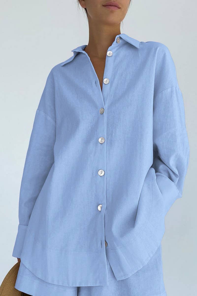 CWSTB1484_COTTON LONG-SLEEVED SHIRT AND SHORTS SET