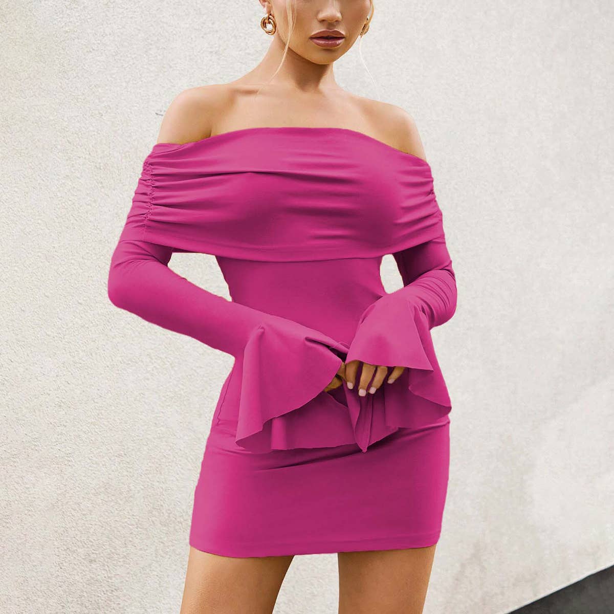 A LINE NECK DESIGN SENSE OF TEMPERAMENT SHORTDRESS