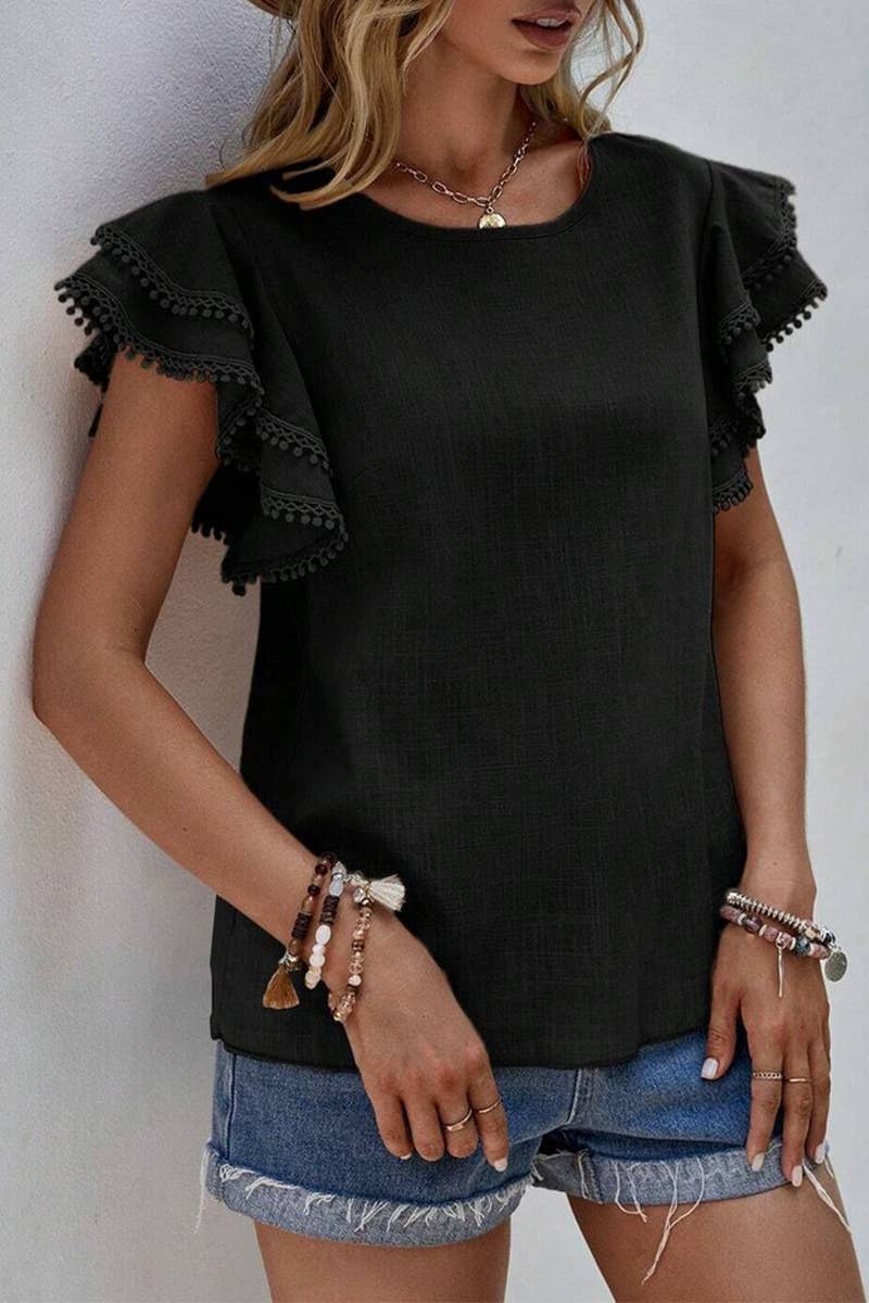 CWTSTS0665_WOMEN'S CASUAL ROUND NECK SUMMER LOOSE SHIRT