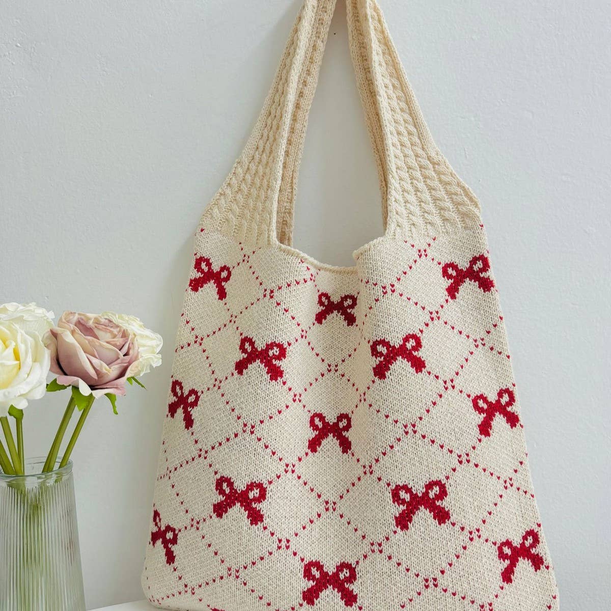 CWAB4567_BOW KNIT LARGE CAPACITY TOTE BAG