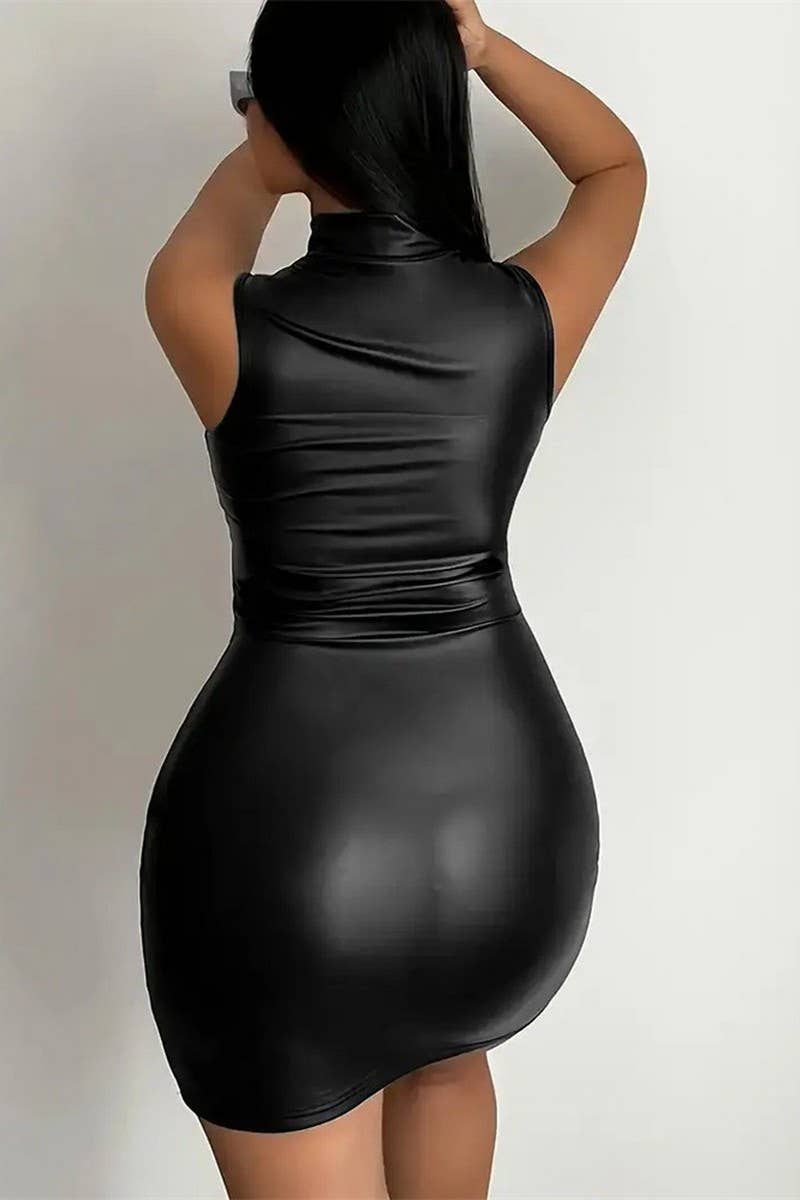 CWDSD7643_SLIM ELASTIC SLEEVELESS SEXY HIP SKIRT