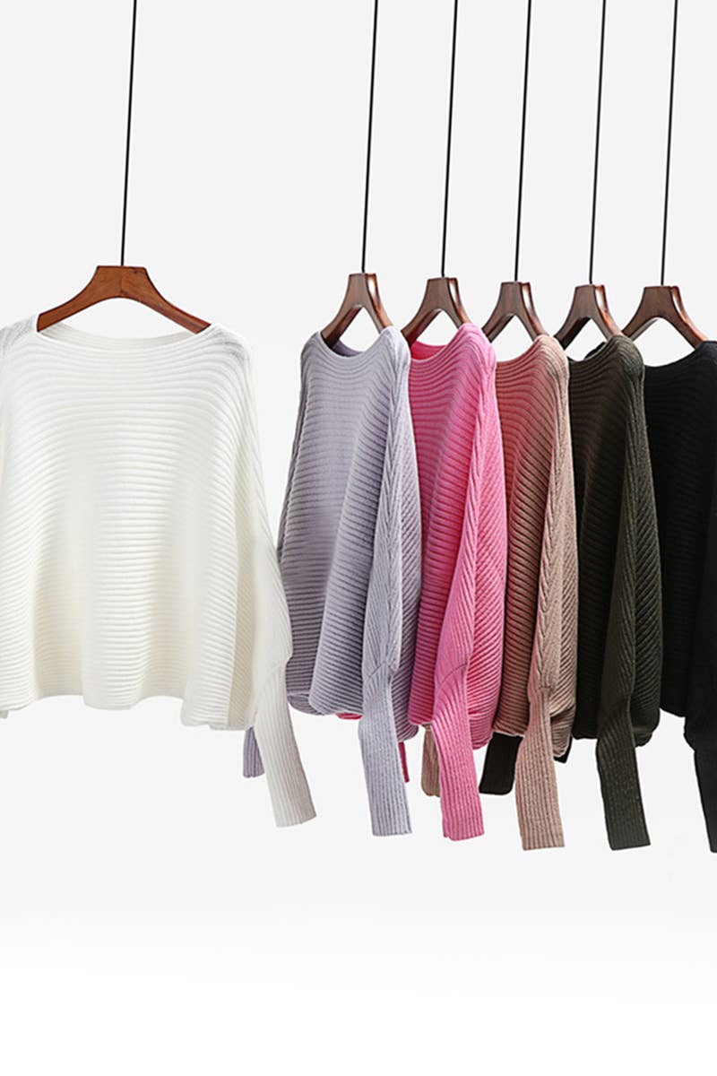 CWTTL1072 Oversized Long Sleeve Crew Neck Pullover Sweater