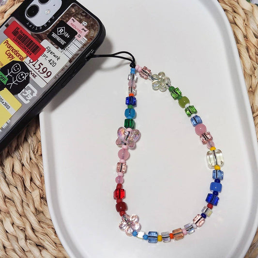 CWMM8730_BUTTERFLY COLOR BEADED PHONE STRAP