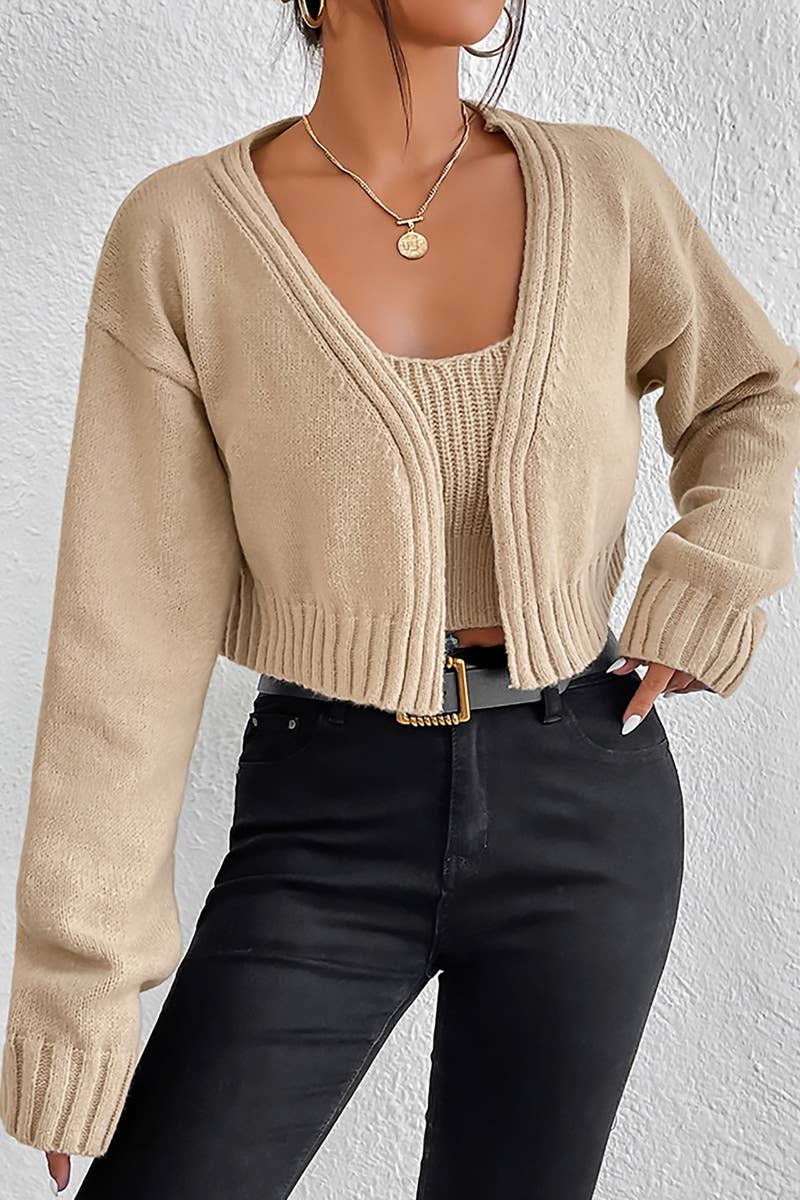 CWSS1048_SWEATER VEST LONG SLEEVE CARDIGAN COAT SUIT