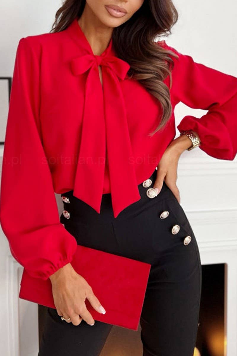 CWTSTL2778_SPRING AND AUTUMN LACE-UP BUTTERFLY FESTIVAL SHIR