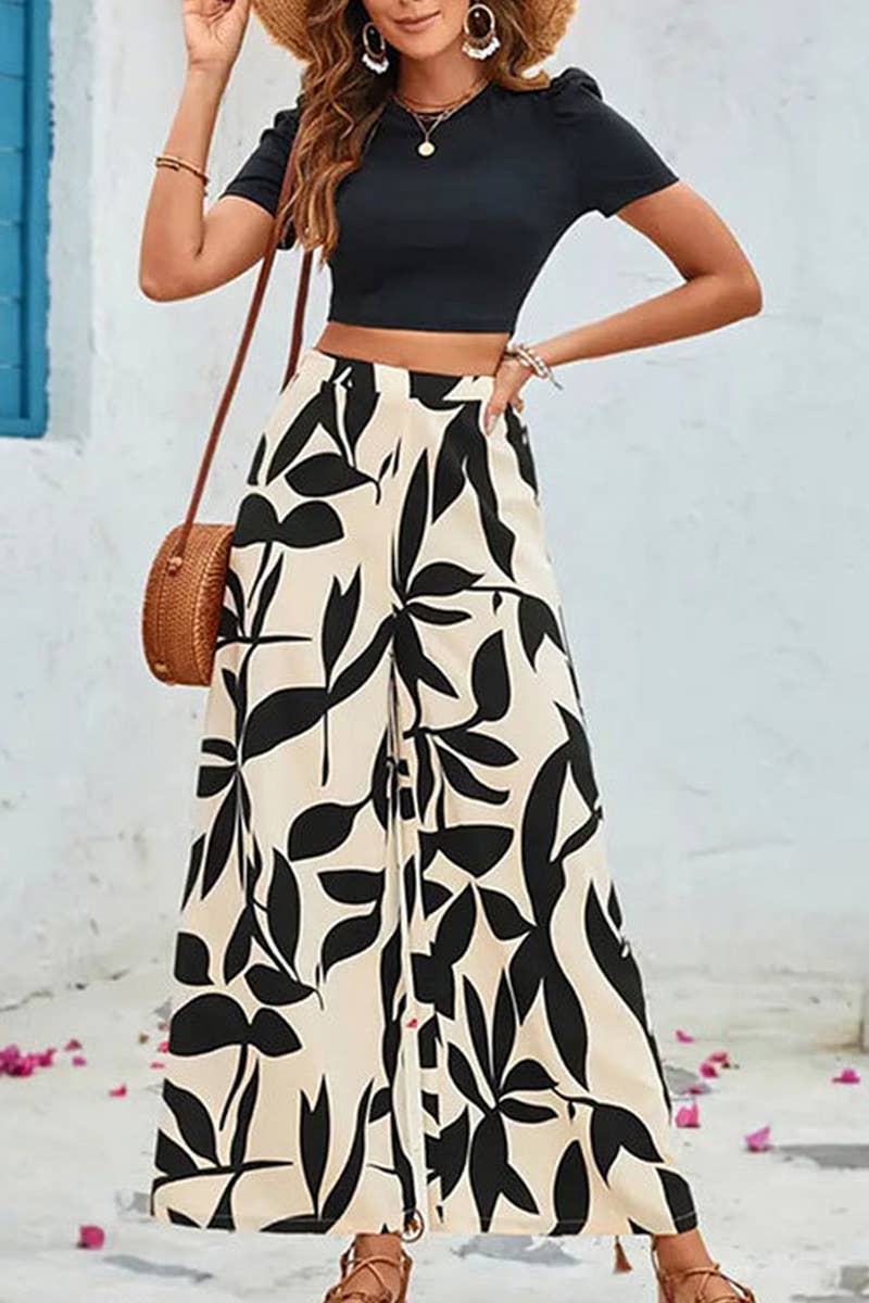 CWSS1122_TIGHT NAVEL-BARING WIDE-LEG PANTS TWO-PIECE SET